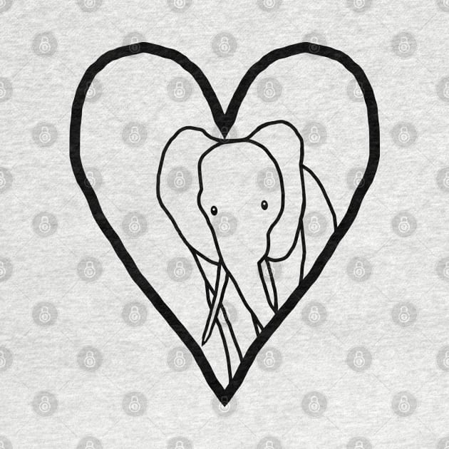 My Valentine Elephant Line Drawing by ellenhenryart